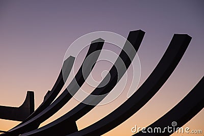 Silhouette of Sculpture artist Bihrat Mavitanâ€™s Skeleton ship Editorial Stock Photo